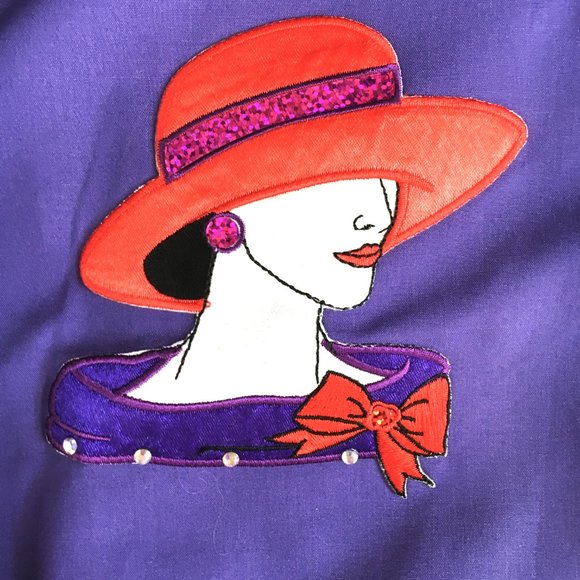Las Olas Purple Red Hat Society LS Button Down Shirt - Picture 3 of 12
